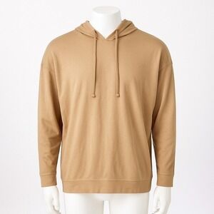 ASOS Men's Tan Pullover Hoodie Size 6 Relaxed Fit Lightweight Casual Sweatshirt‎